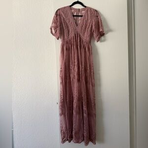 Pinkblush Mauve Lace Maternity Maxi Dress
